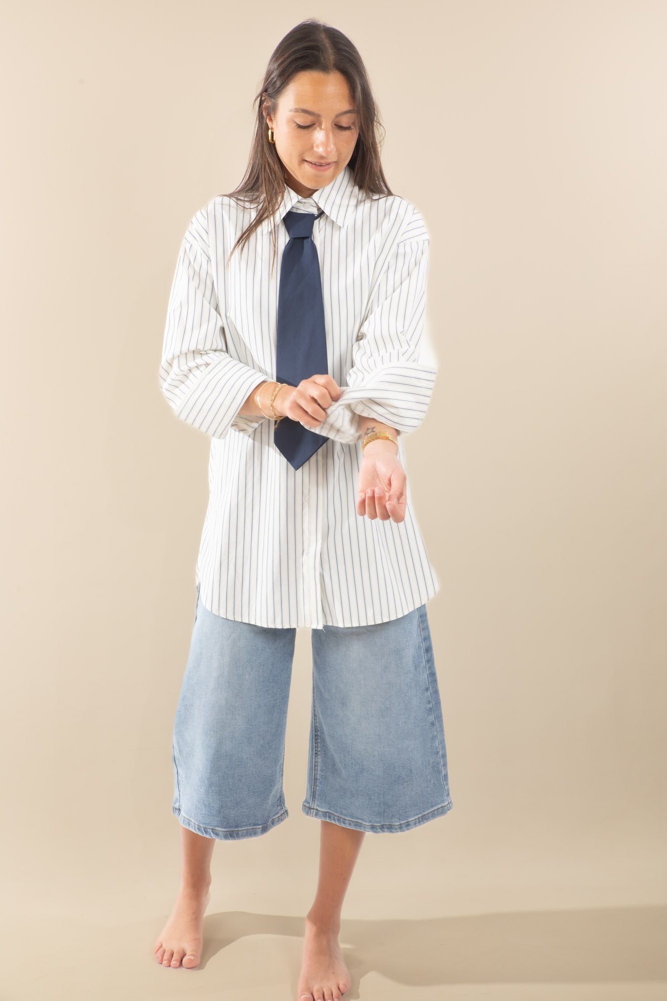 Chemise rayée avec cravate Julia