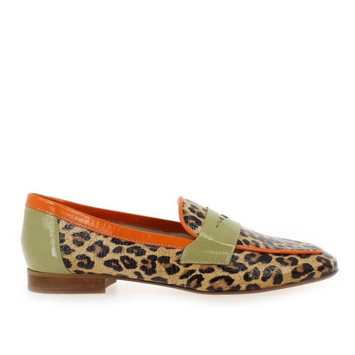 Mocassin Flamine Léo/kaki Rose Métal
