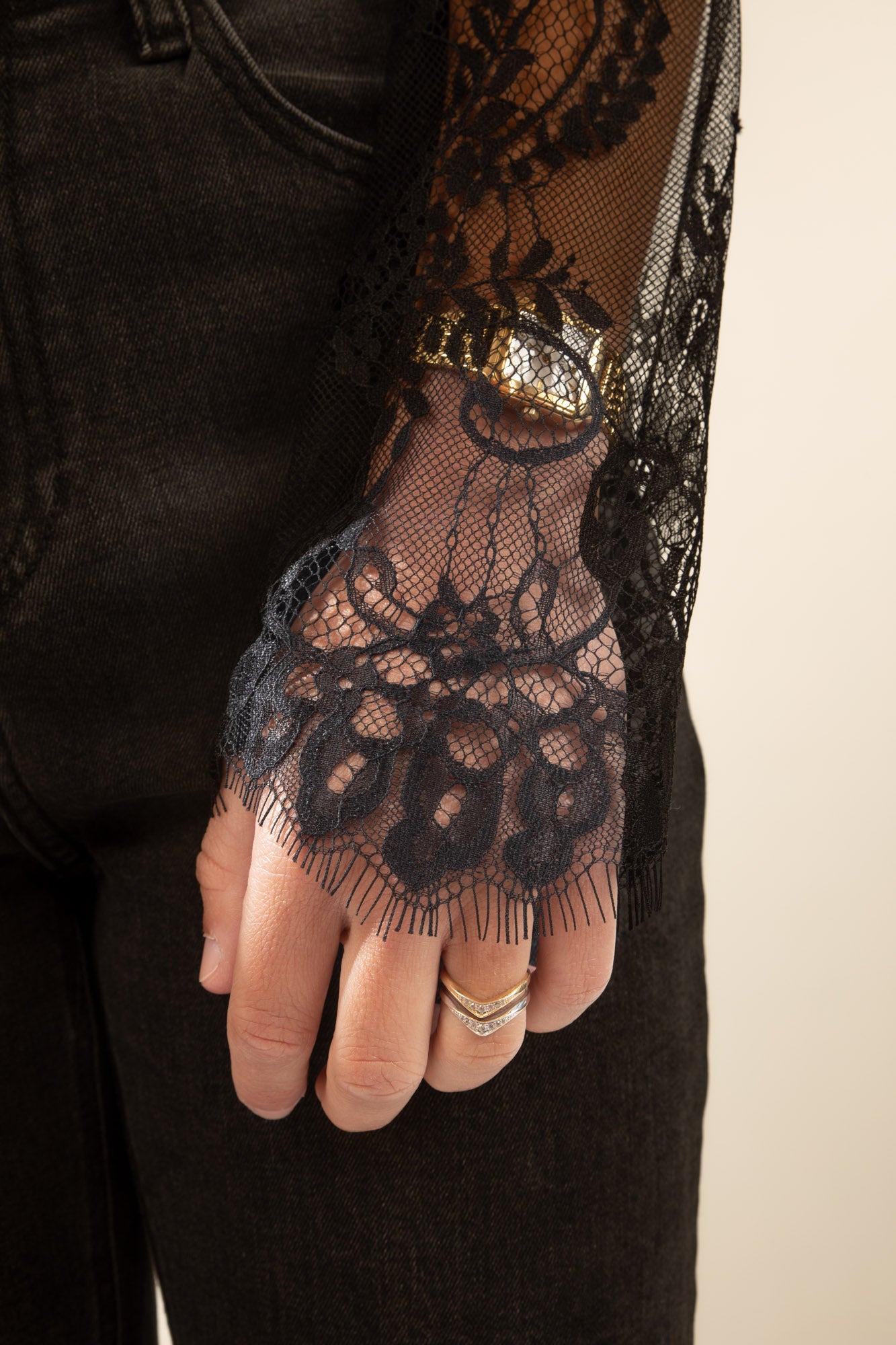 Haut dentelle noir Inava