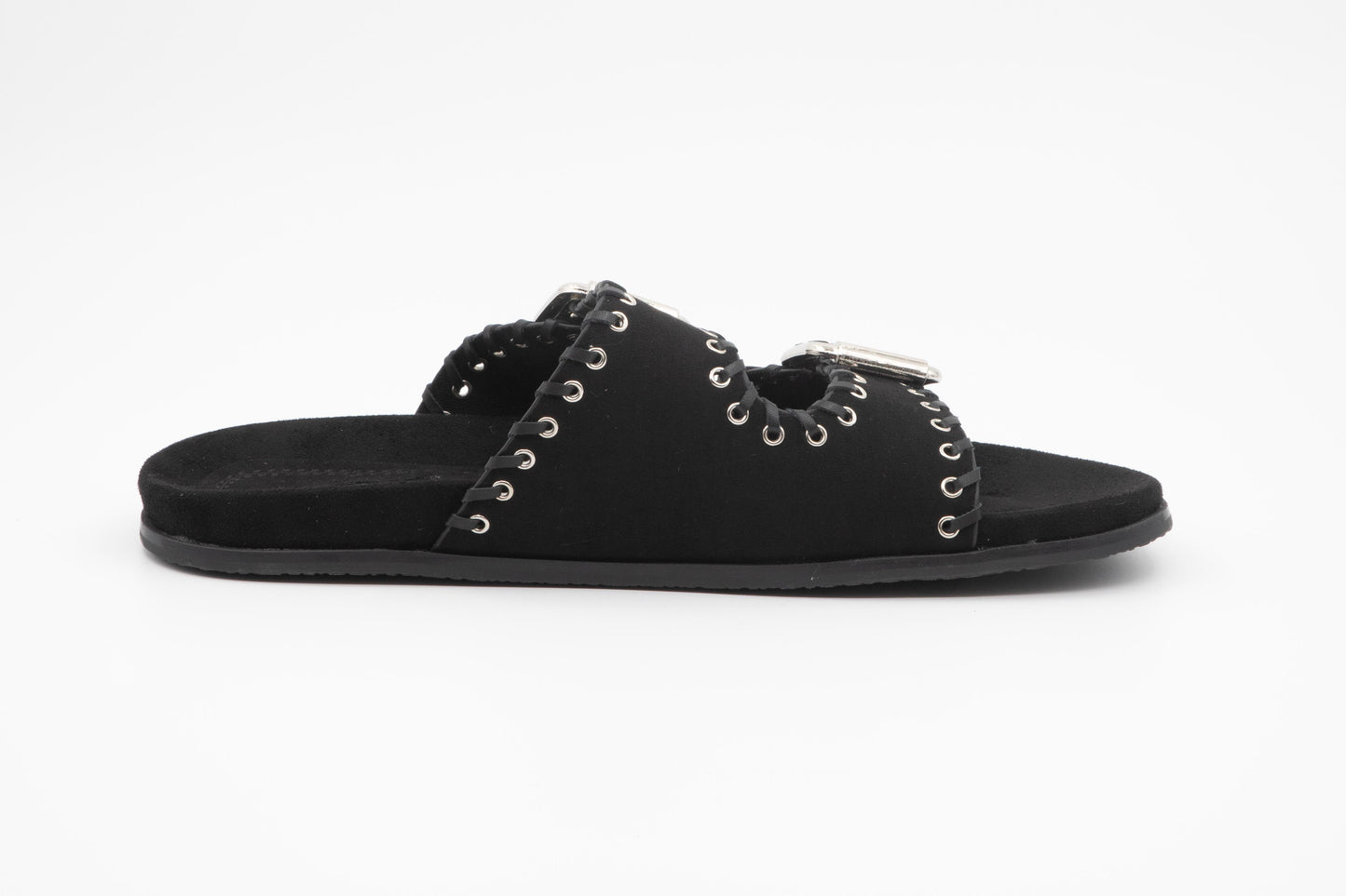 Mules noires en suédine cloutées