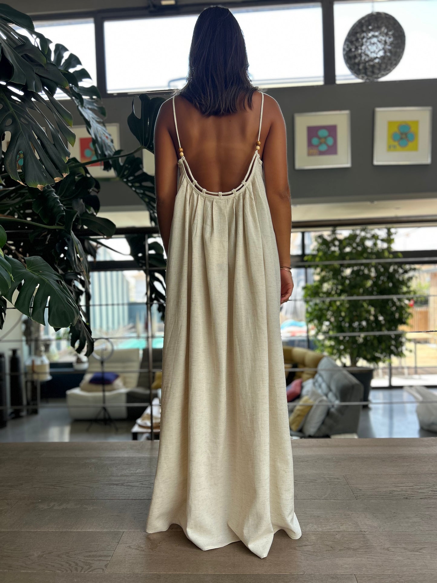 Robe longue beige