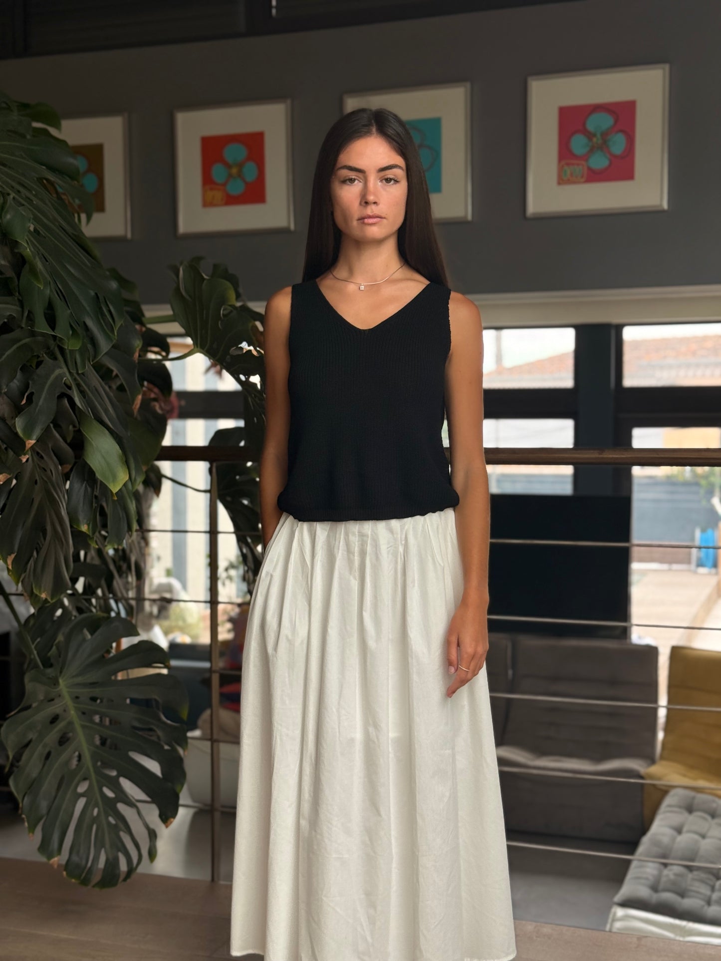 Jupe longue blanche en coton – coupe fluide