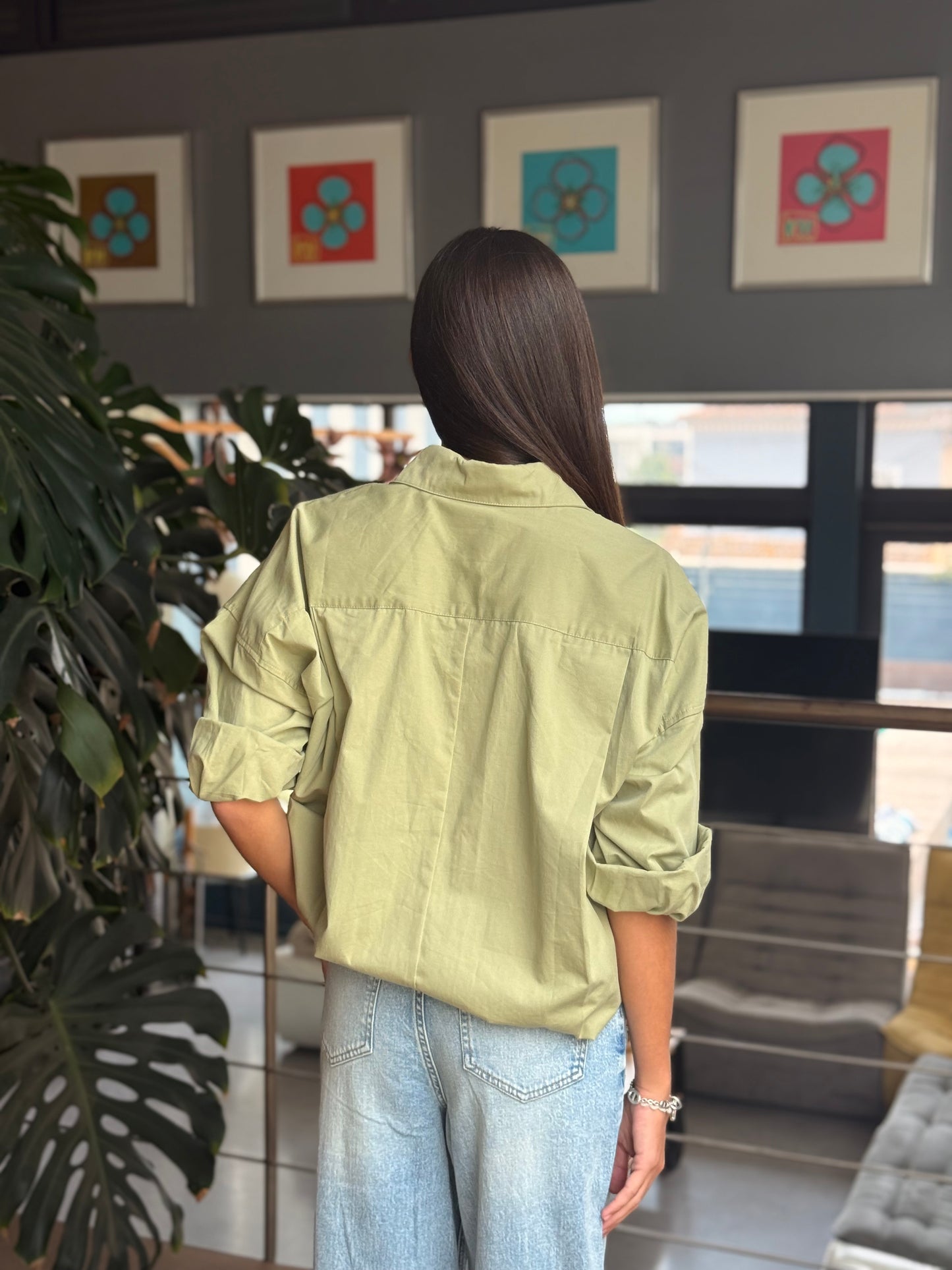 Chemise large et longue - Kaki
