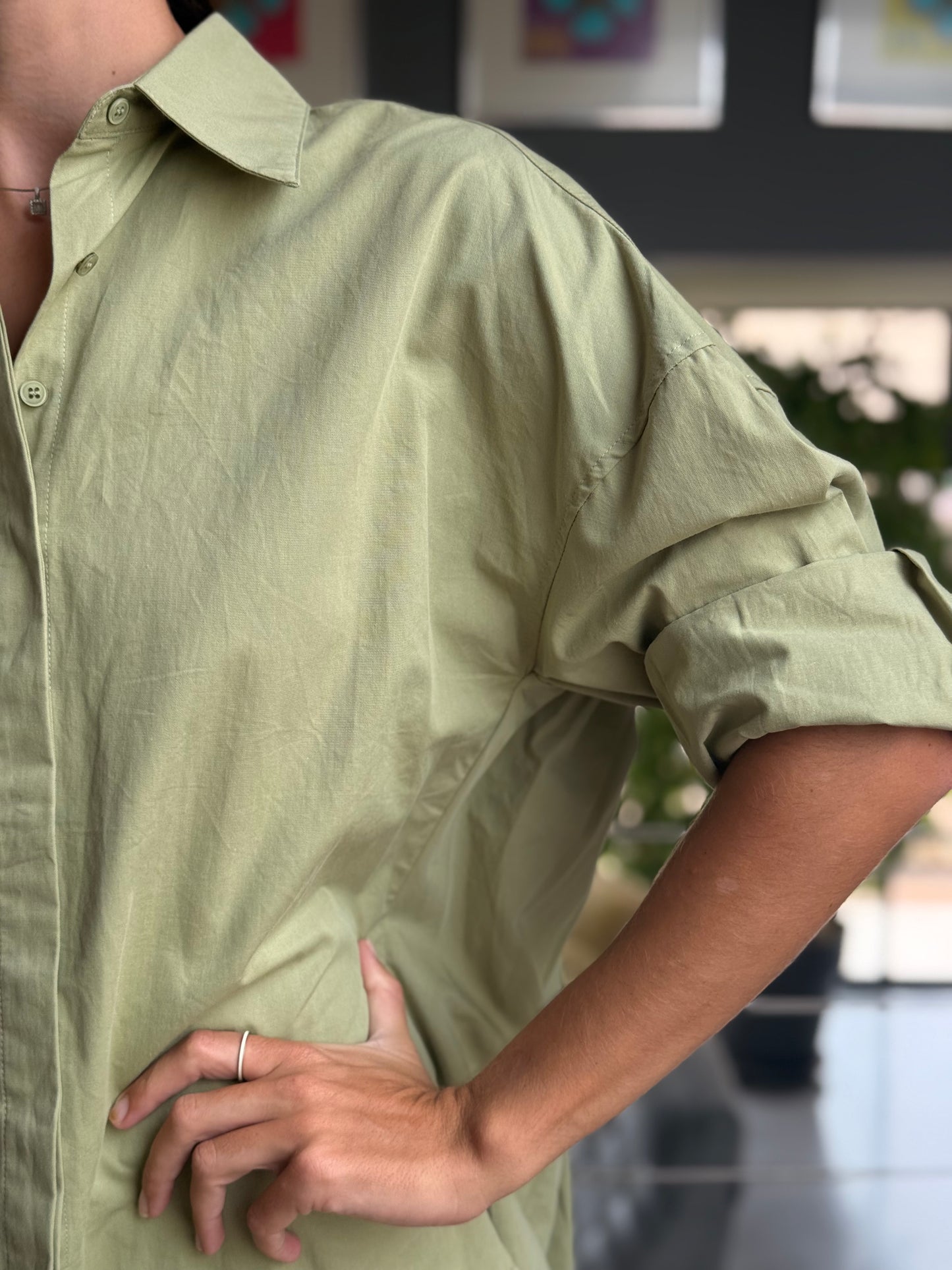 Chemise large et longue - Kaki