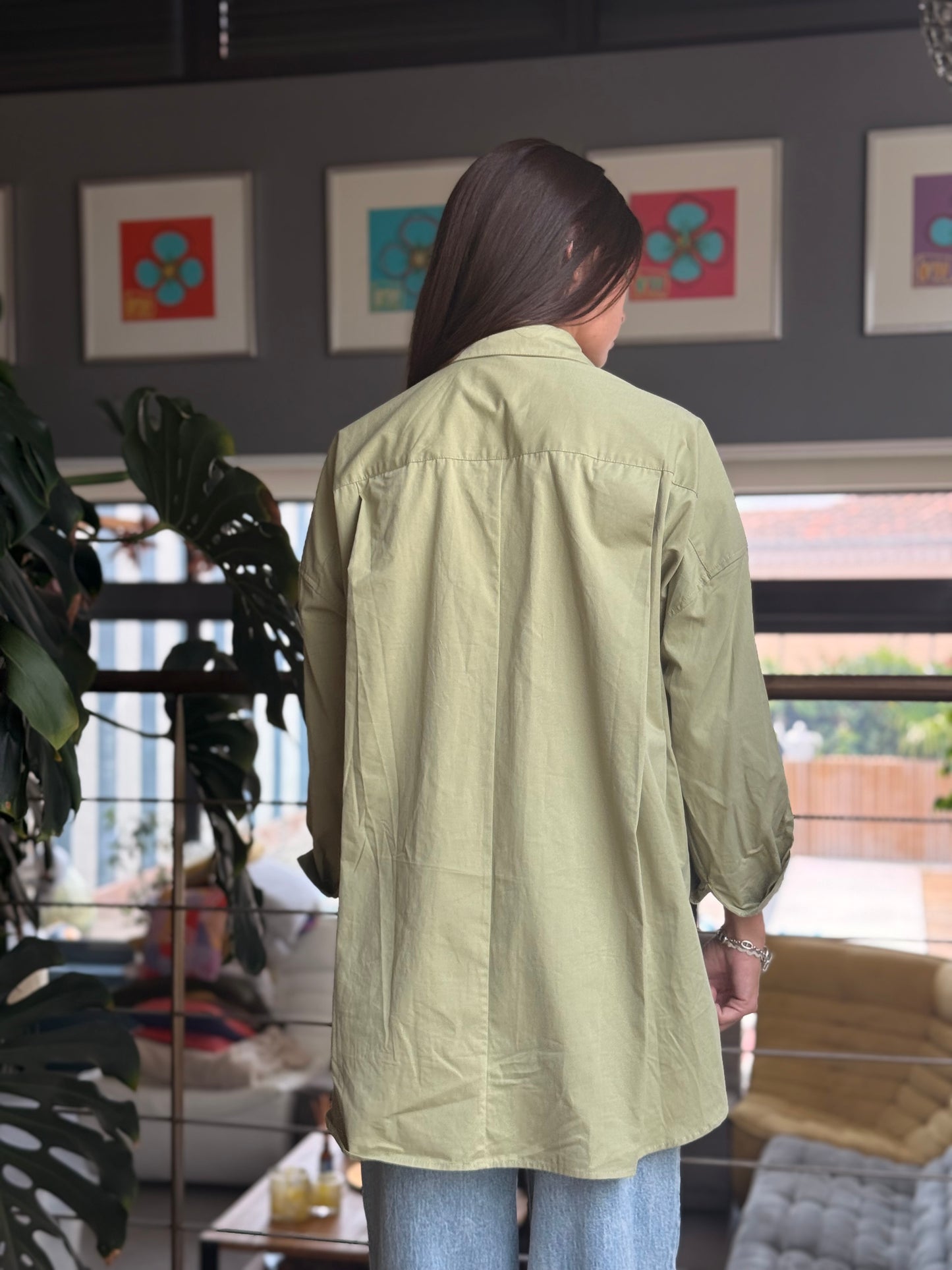 Chemise large et longue - Kaki