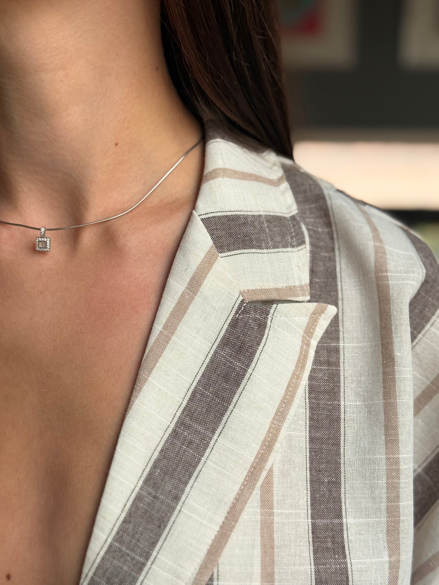 Veste courte oversize NIBRAS – rayée marron & beige