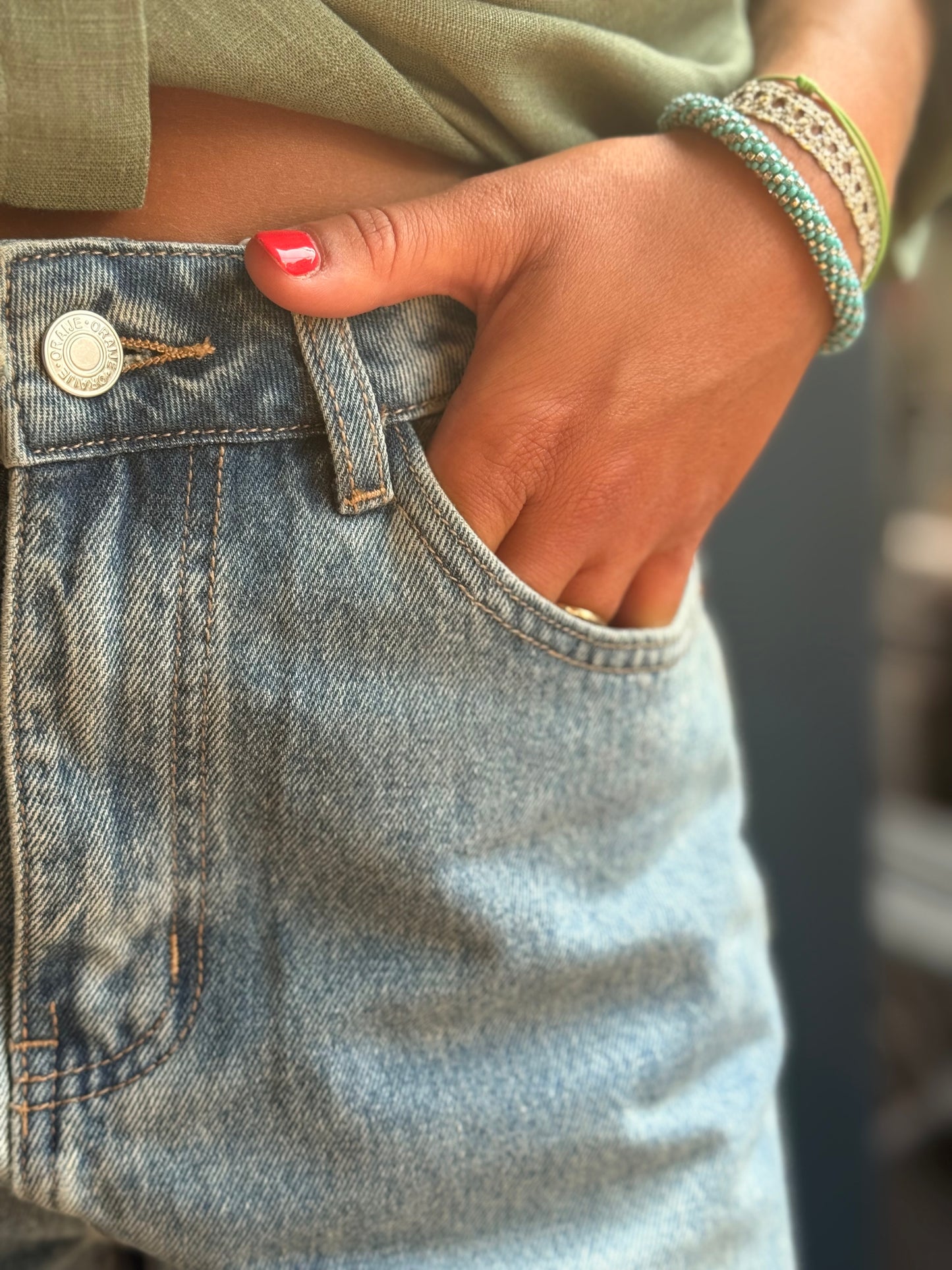 Bermuda en jean bleu délavé – Tendance oversize
