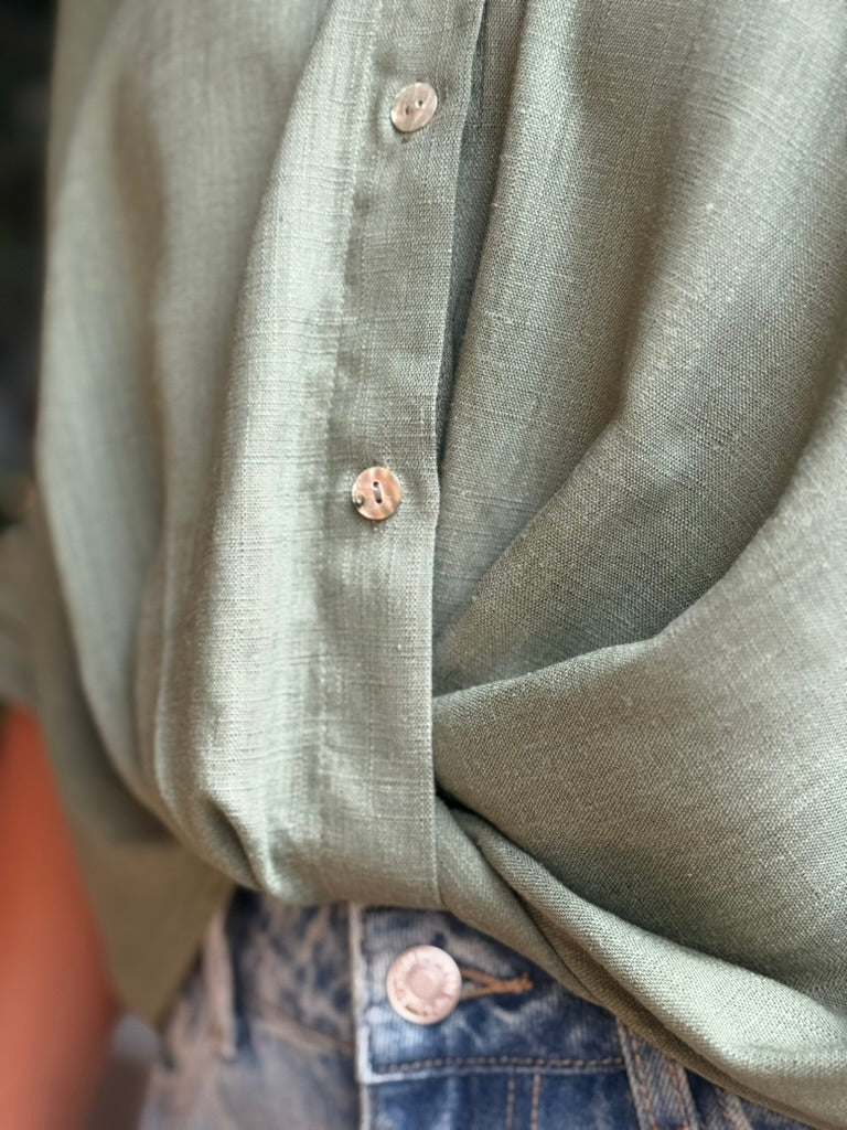 Chemise kaki fluide – Viscose & lin