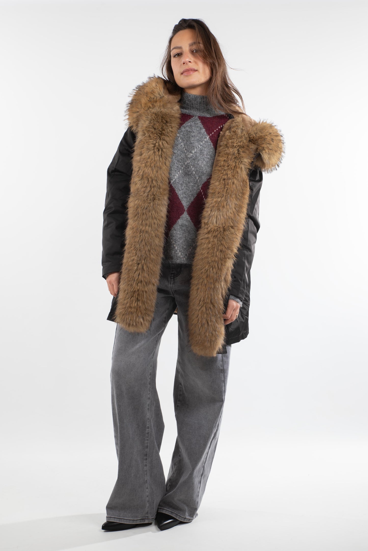 Manteau fourrure noir opale