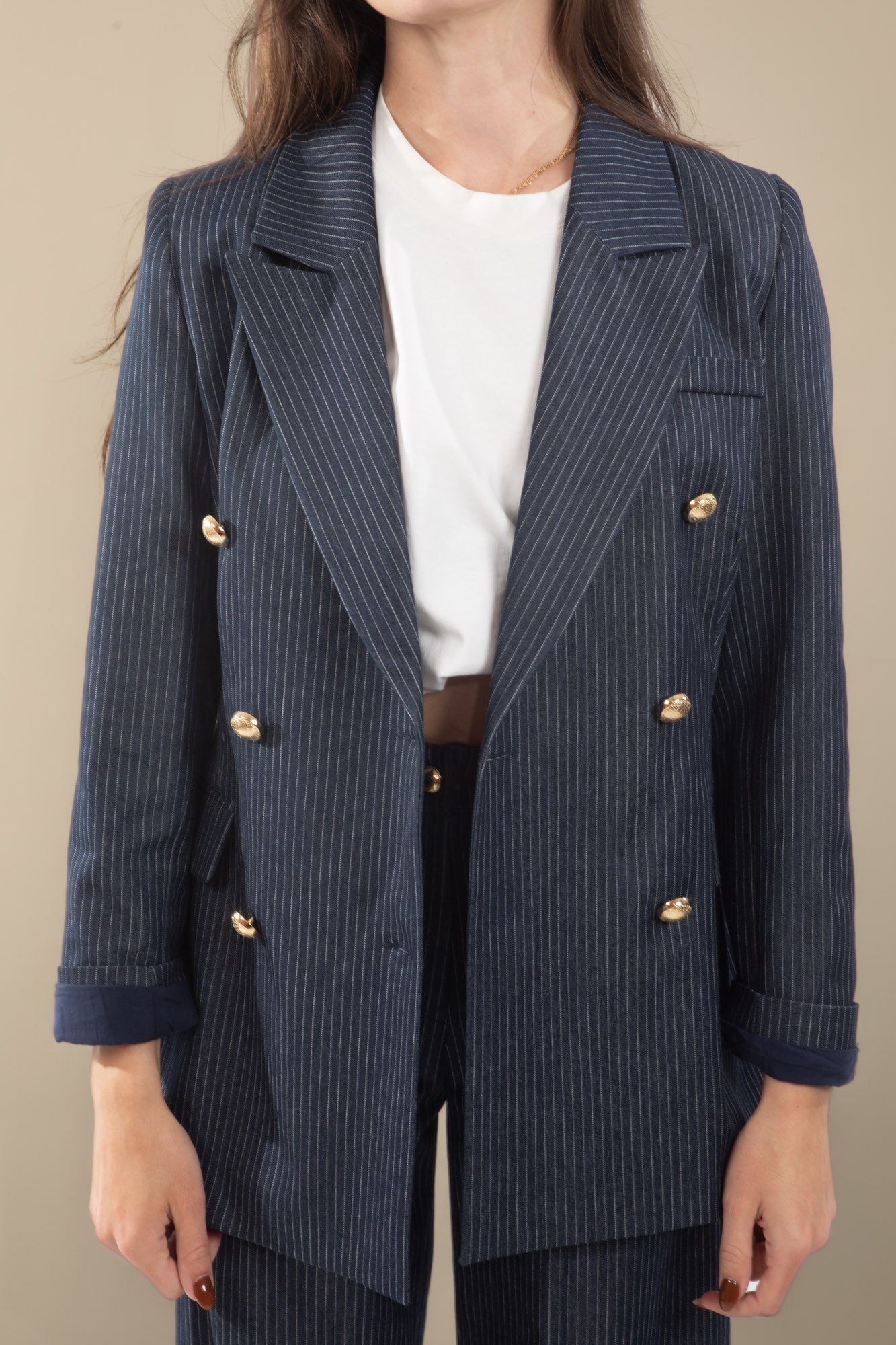 Costume bleu rayé Sandrom