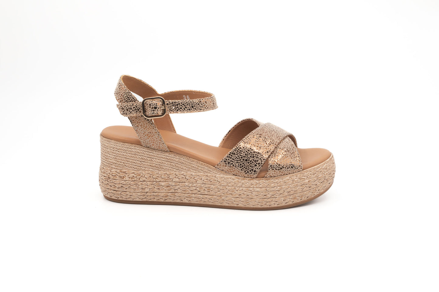 Compensé Aliwell Danae cuir crakele bronze