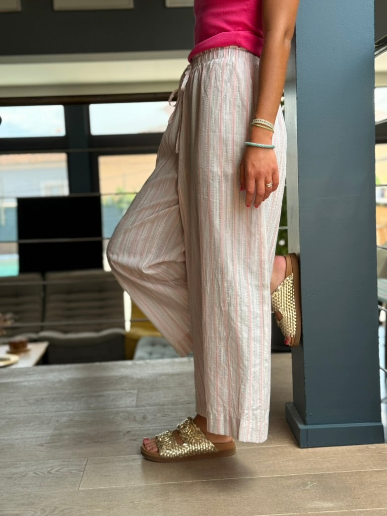 Pantalon fluide rayé – Coton & polyester
