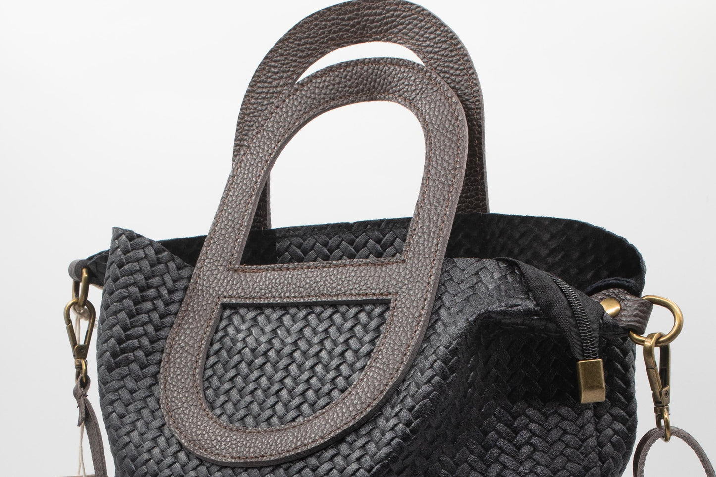 Sac Cinnamon cuir tressé noir