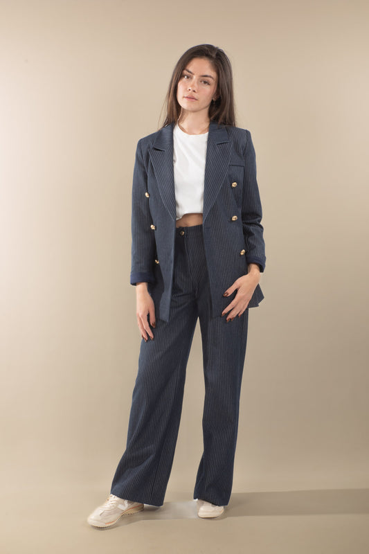 Costume bleu rayé Sandrom