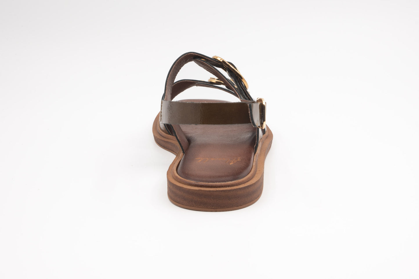 Sandales sari Aliwell Vernis laqué olive