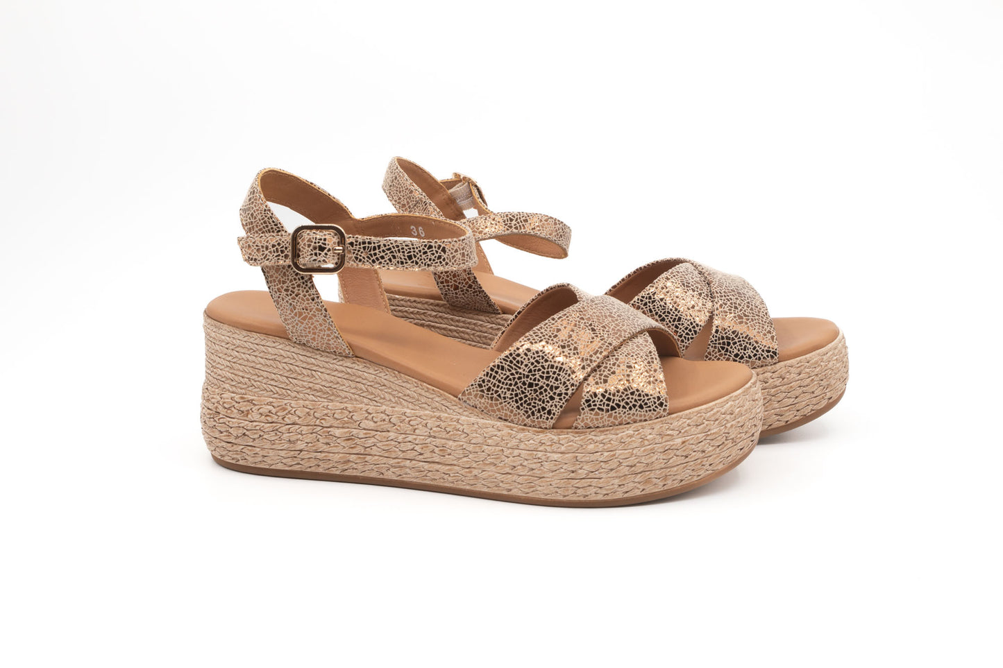 Compensé Aliwell Danae cuir crakele bronze