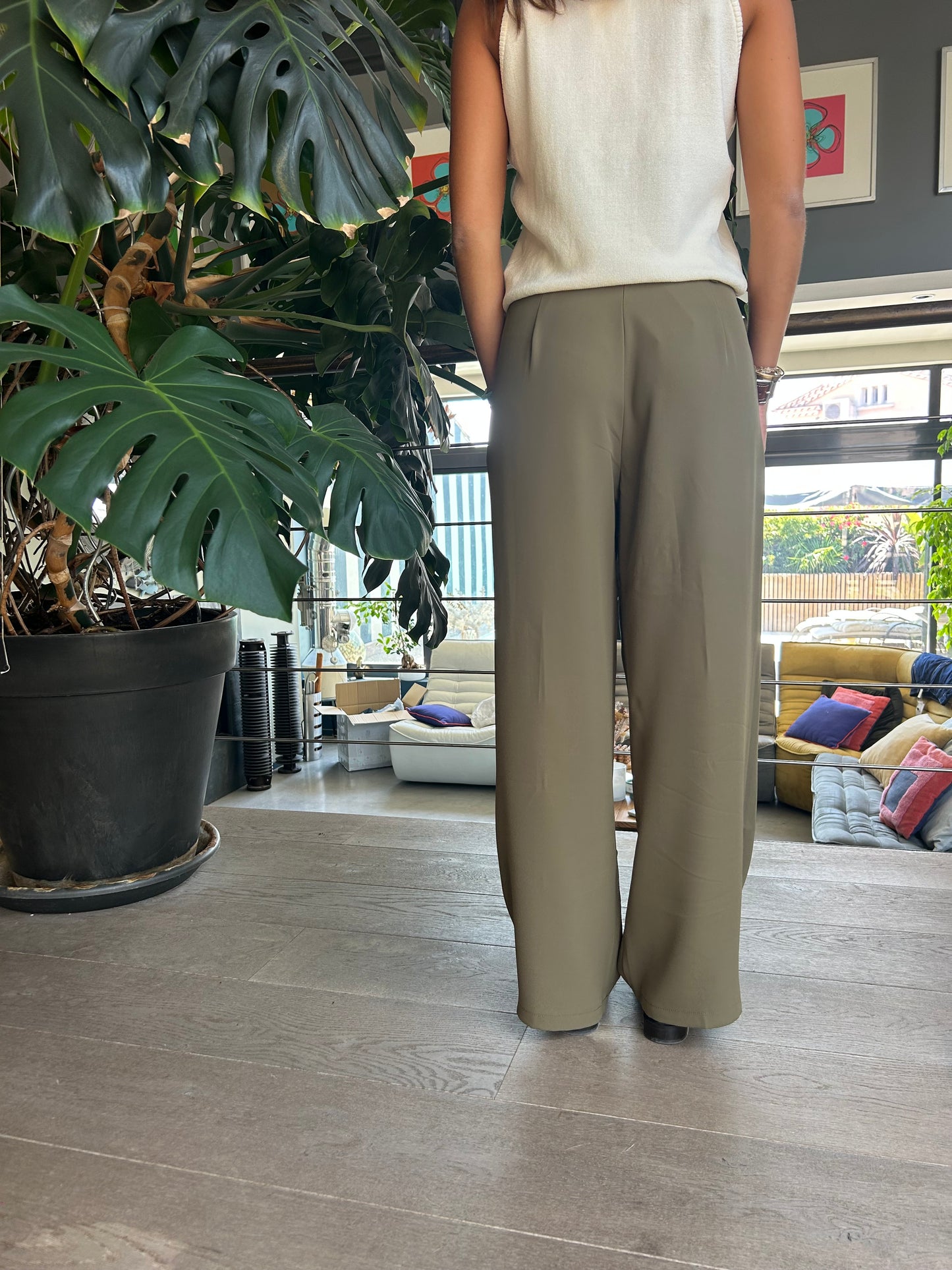 Pantalon fluide Emma kaki