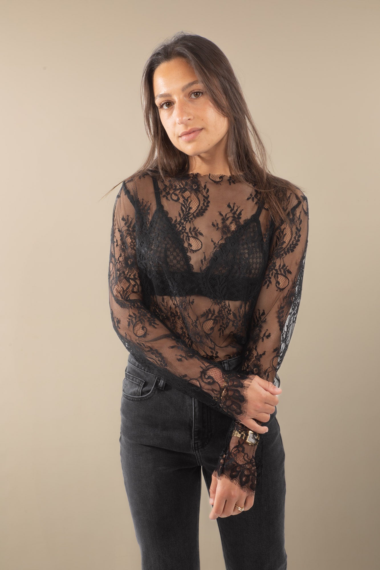 Haut dentelle noir Inava