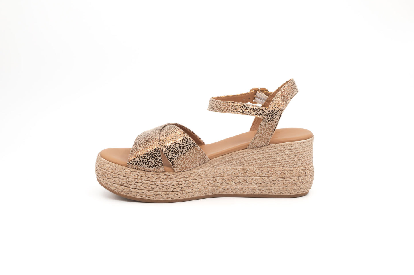 Compensé Aliwell Danae cuir crakele bronze