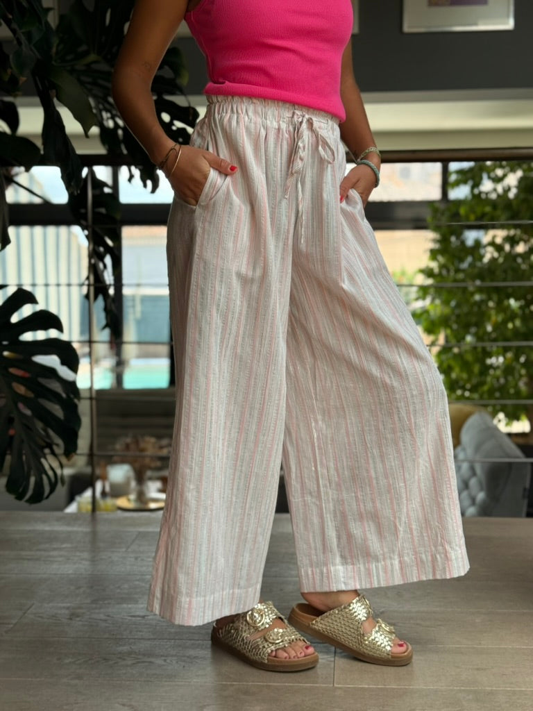 Pantalon fluide rayé – Coton & polyester