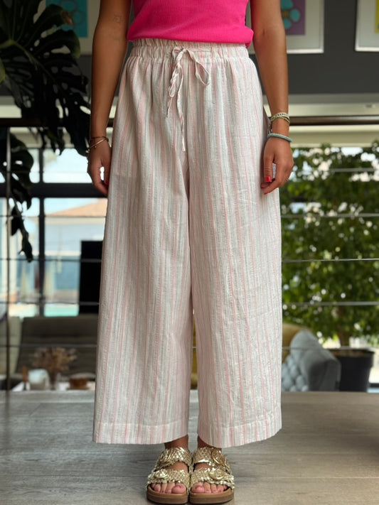 Pantalon fluide rayé – Coton & polyester
