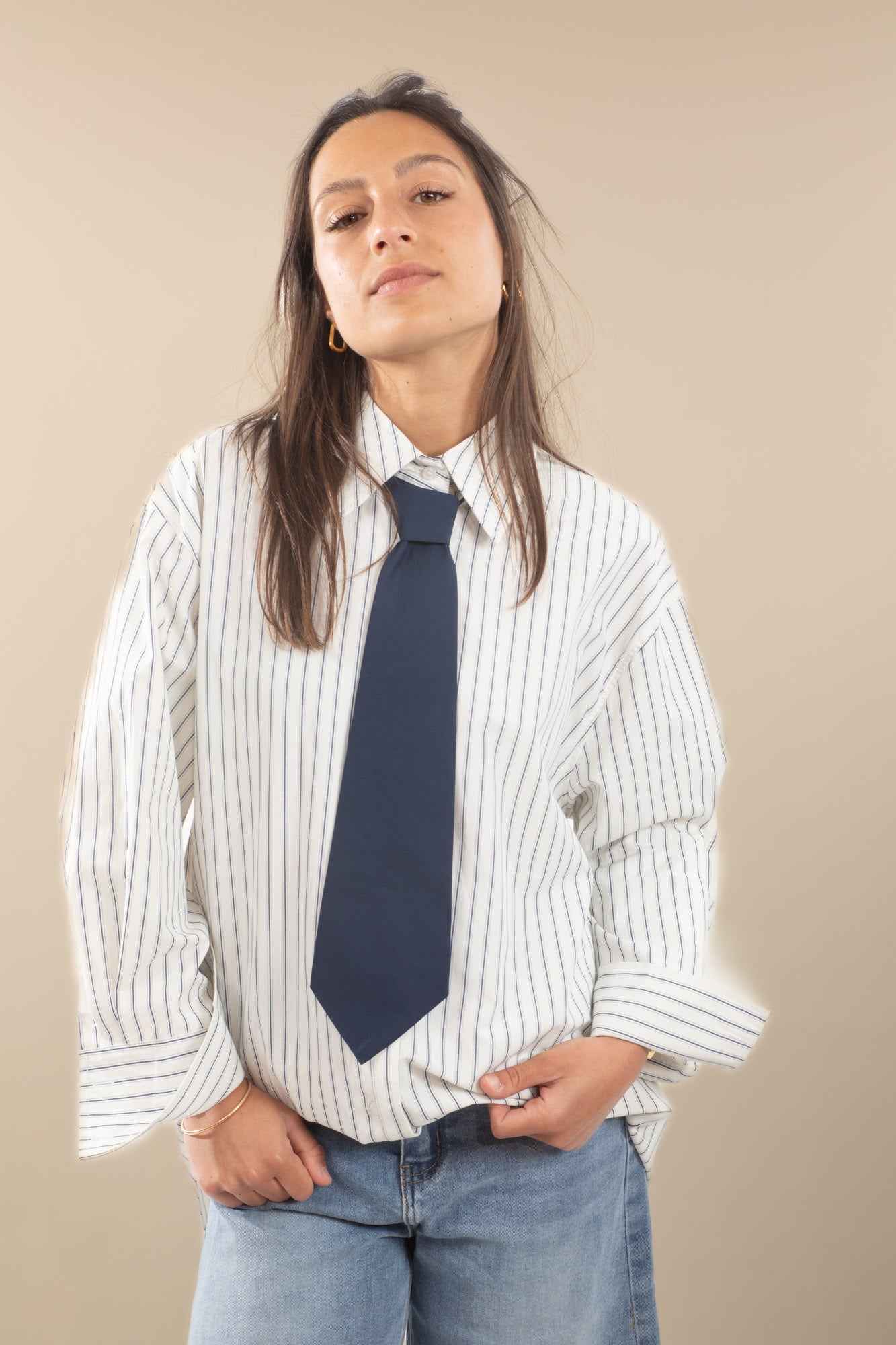 Chemise rayée avec cravate Julia