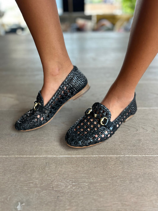 Mocassin ajouré en cuir noir – Coco & Abricot