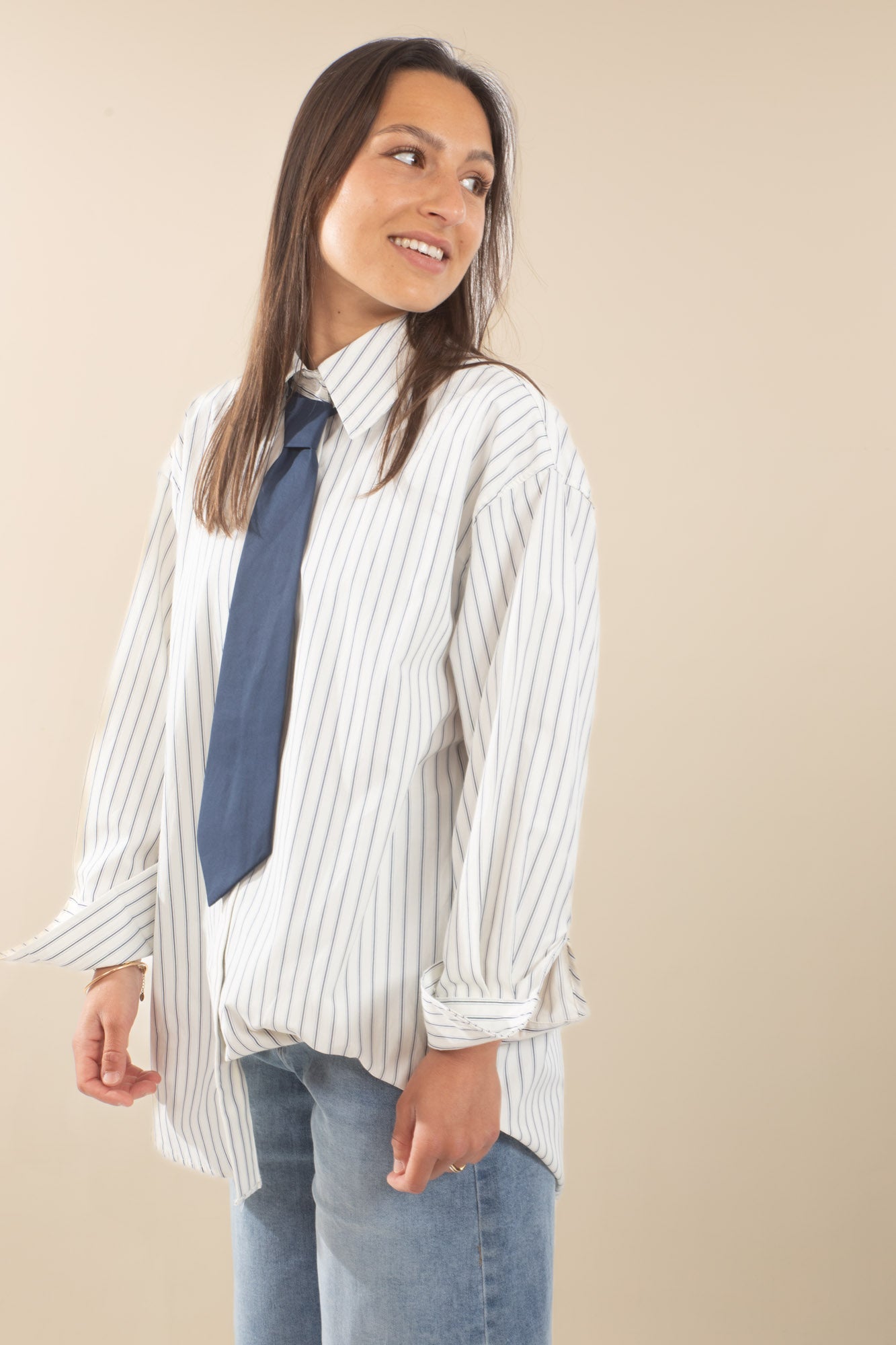 Chemise rayée avec cravate Julia