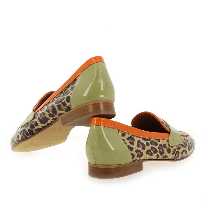 Mocassin Flamine Léo/kaki Rose Métal