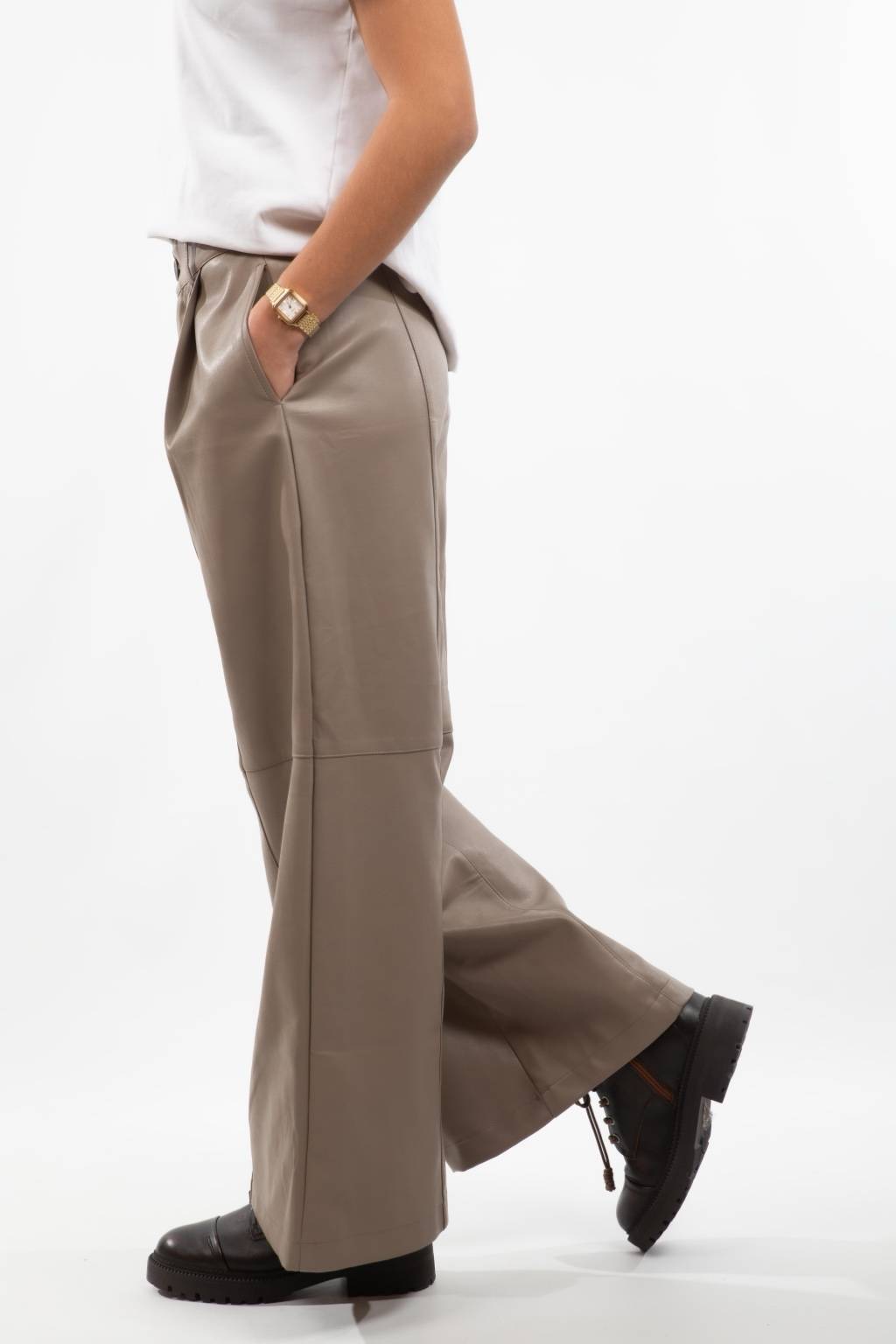 Pantalon simili beige Vick