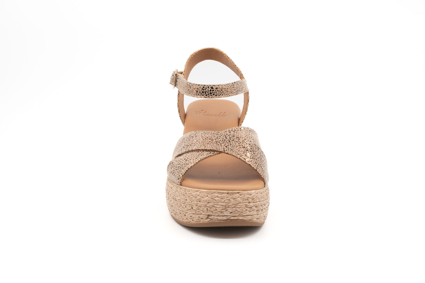 Compensé Aliwell Danae cuir crakele bronze