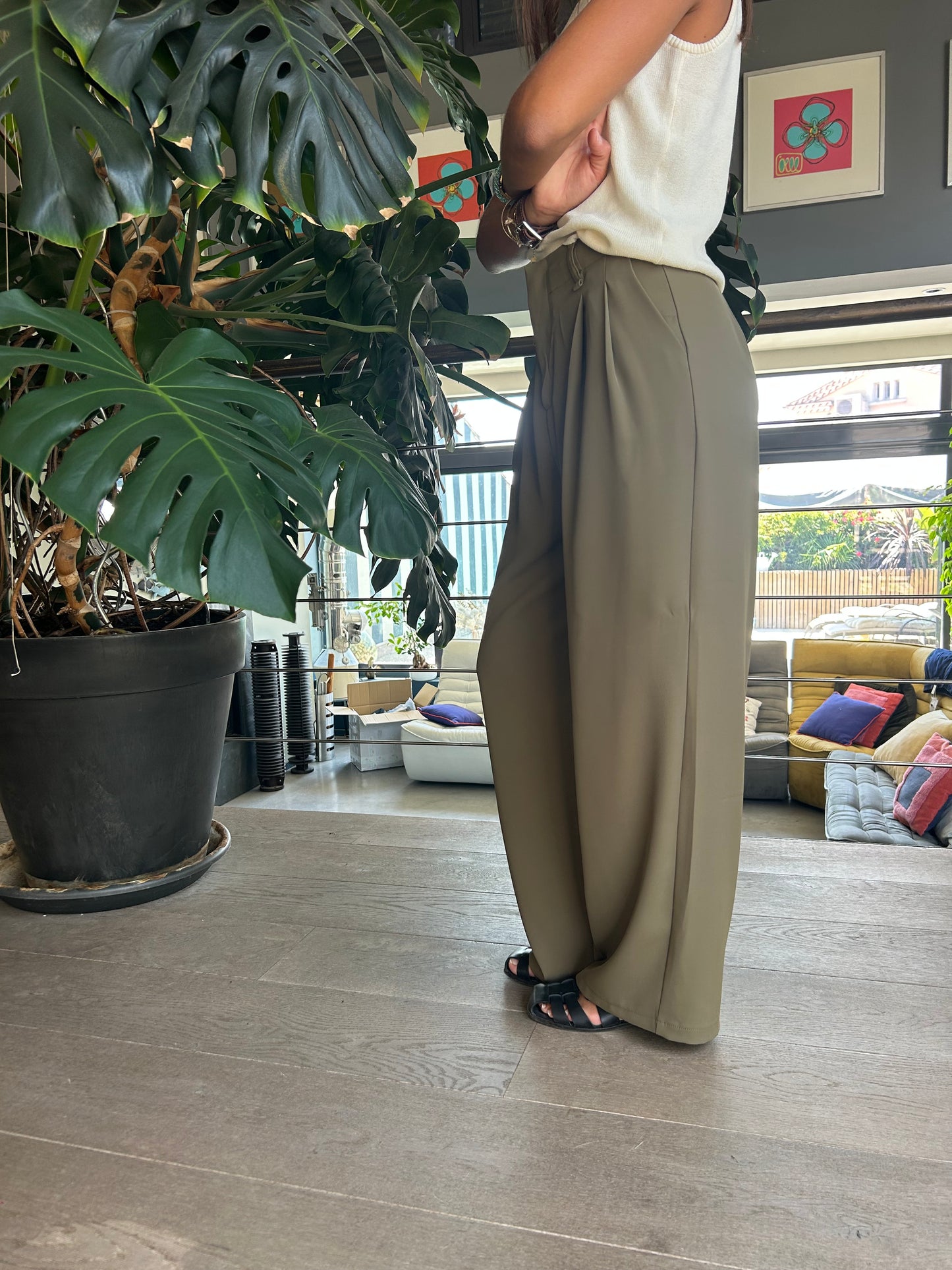 Pantalon fluide Emma kaki