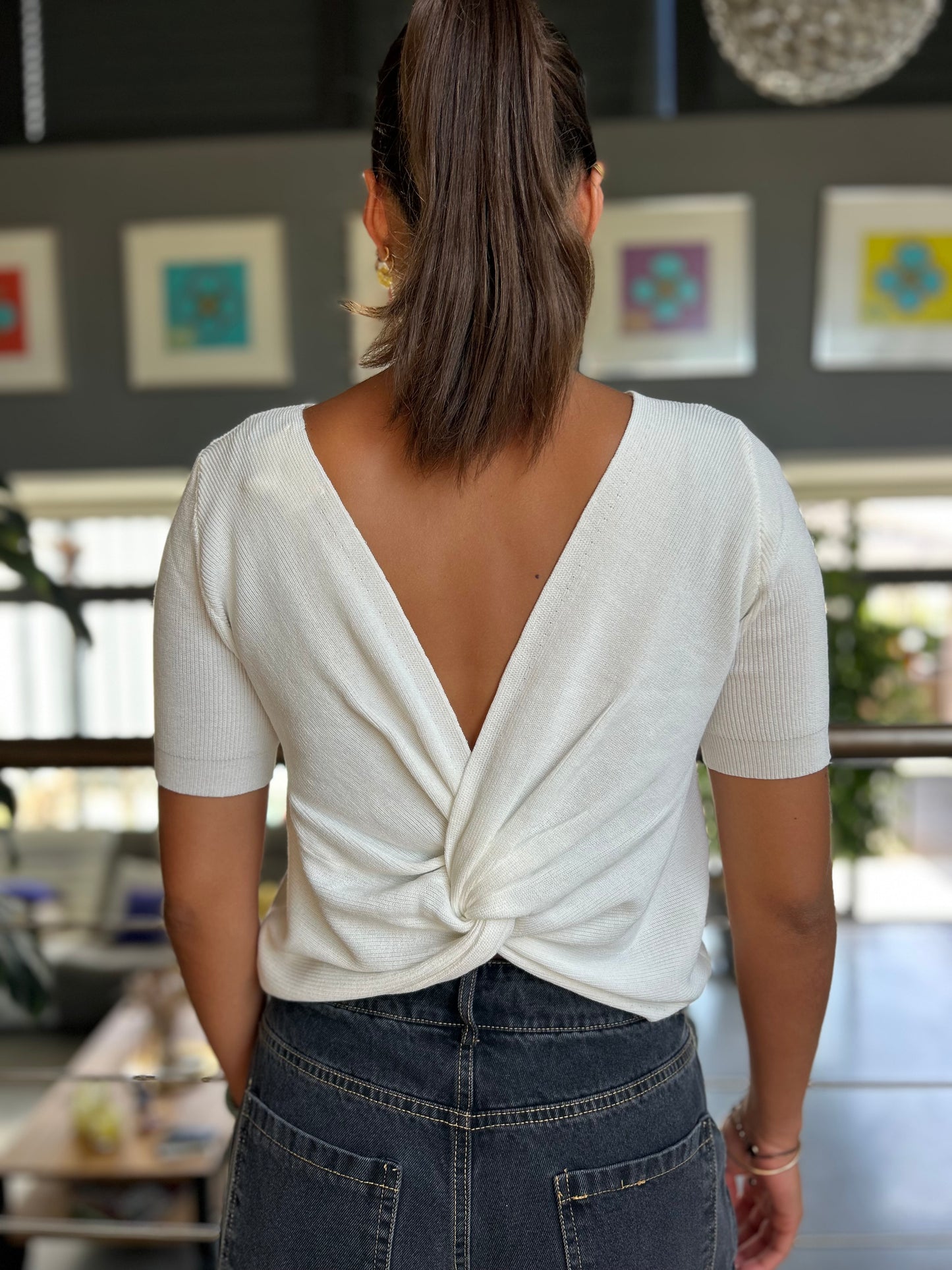 Top dos twisté – Blanc crème