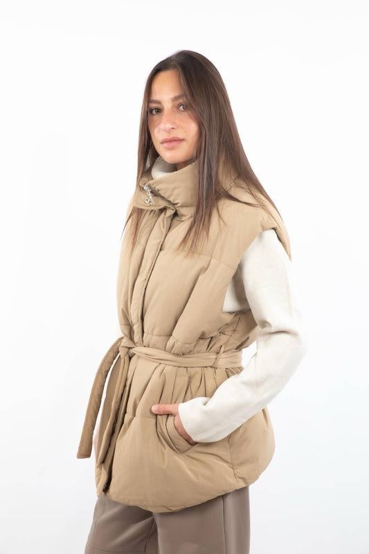 Doudoune beige sans manches Valeria
