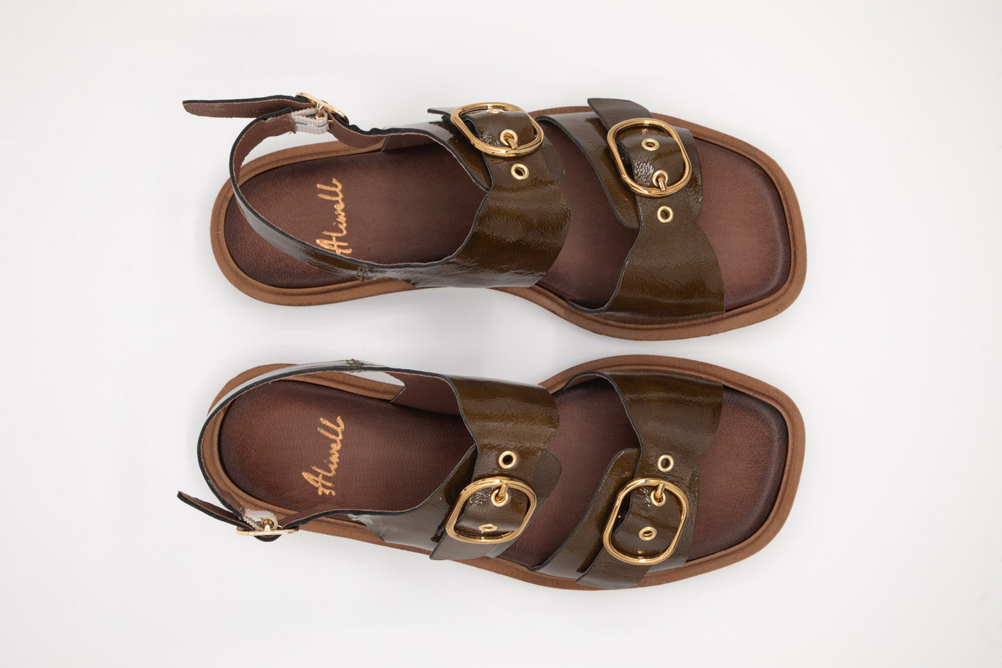 Sandales sari Aliwell Vernis laqué olive