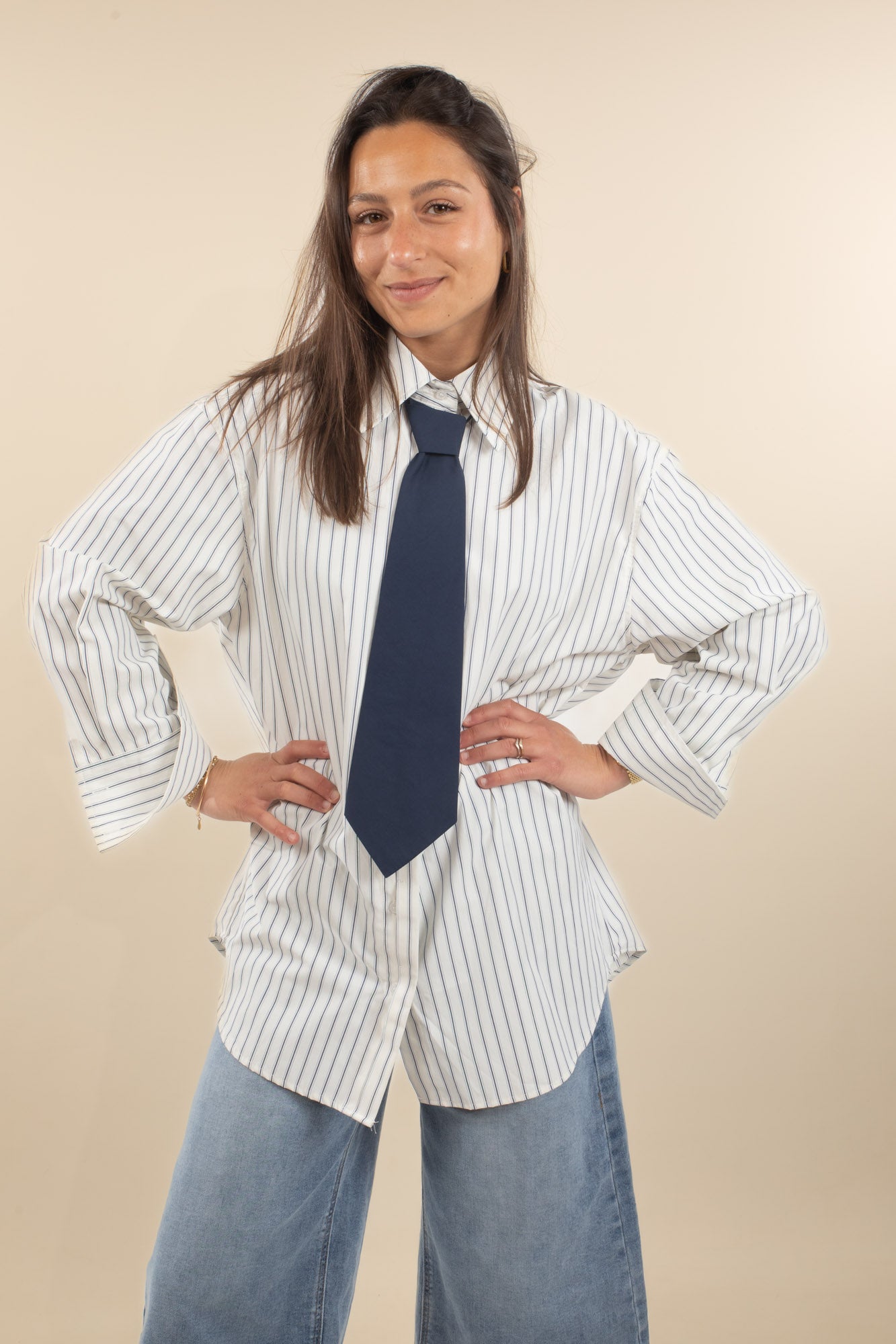 Chemise rayée avec cravate Julia