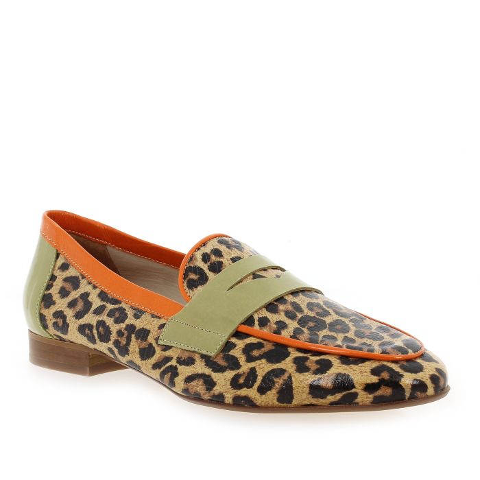 Mocassin Flamine Léo/kaki Rose Métal