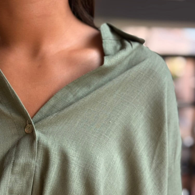 Chemise kaki fluide – Viscose & lin