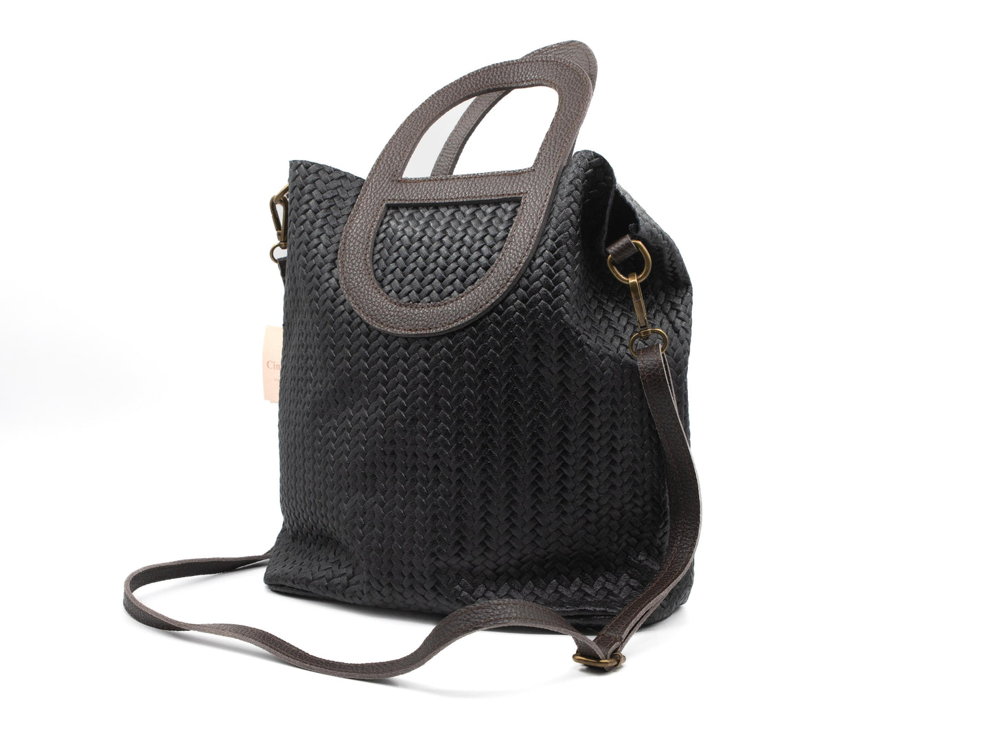 Sac Cinnamon cuir tressé noir
