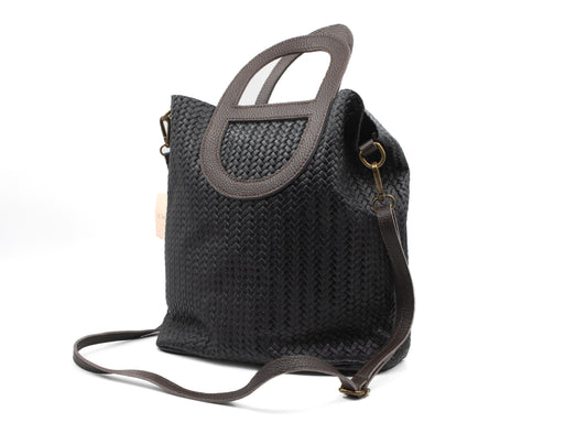 Sac Cinnamon cuir tressé noir