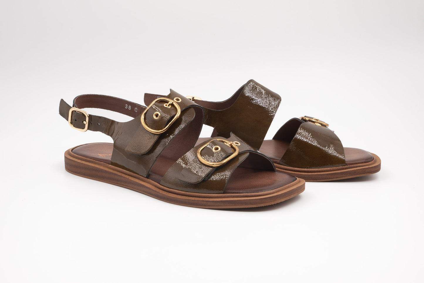 Sandales sari Aliwell Vernis laqué olive