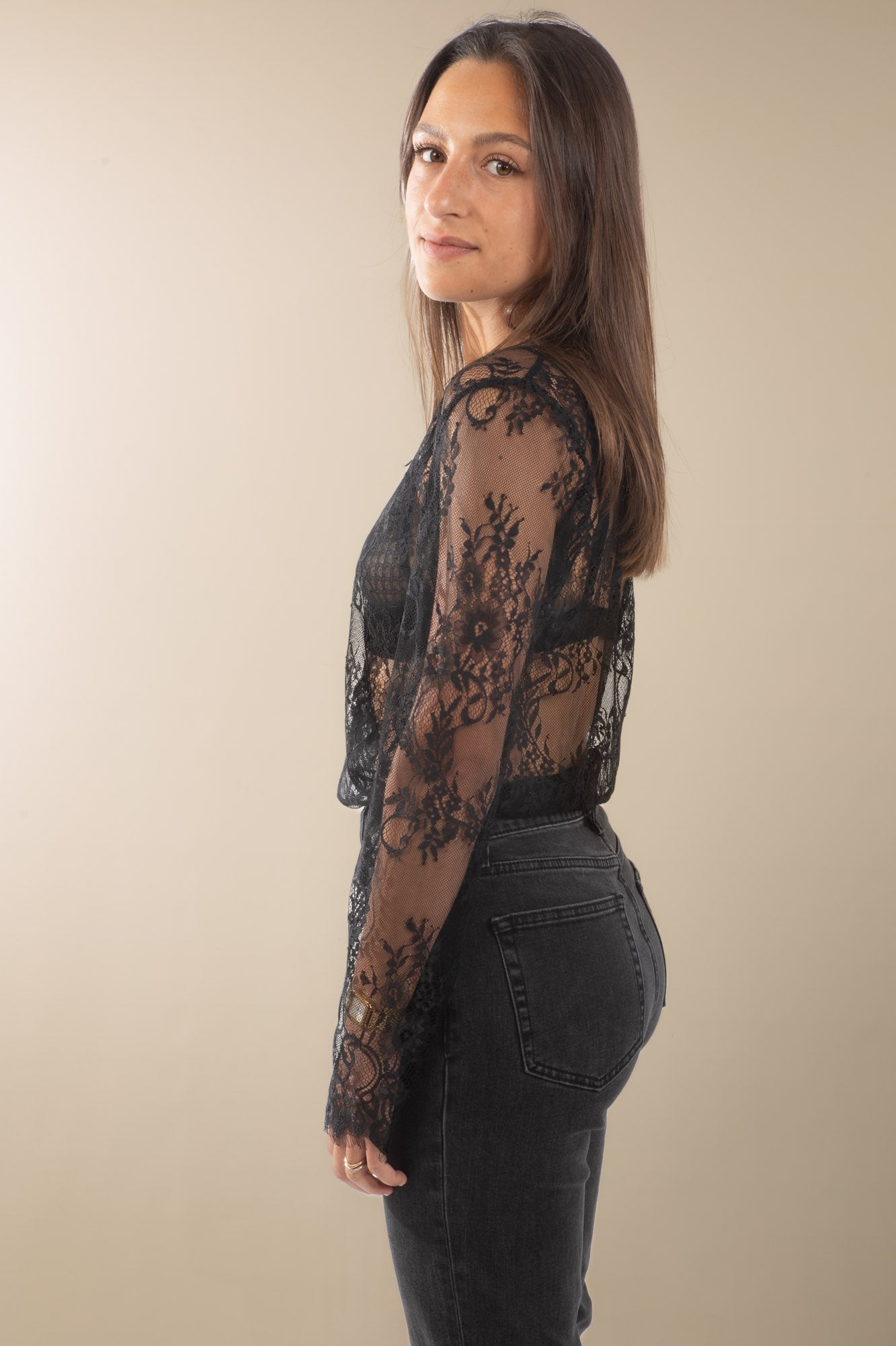 Haut dentelle noir Inava