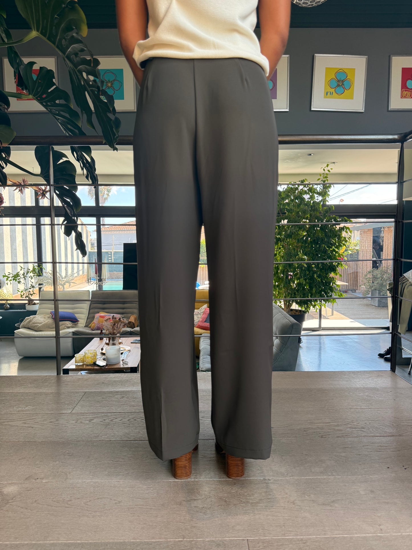 Pantalon Emma fluide marron
