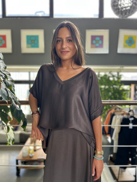 T shirt jade marron