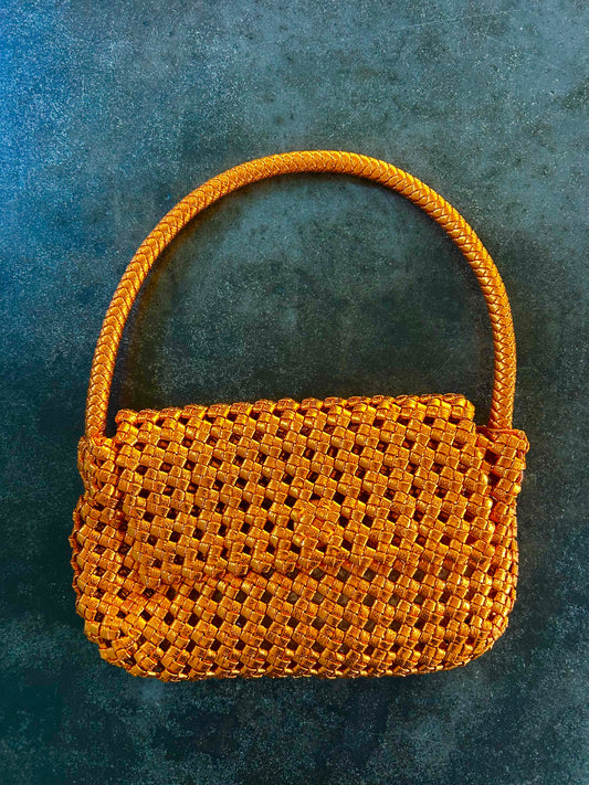 Mini sac tressé - orange irisée