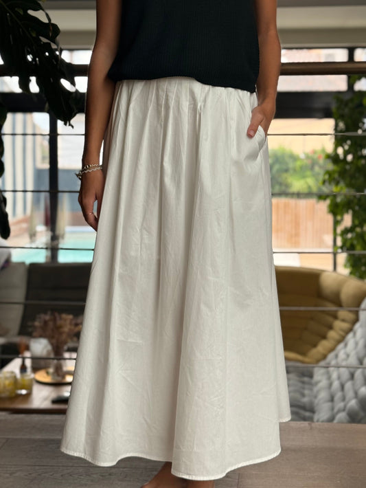 Jupe longue blanche en coton – coupe fluide