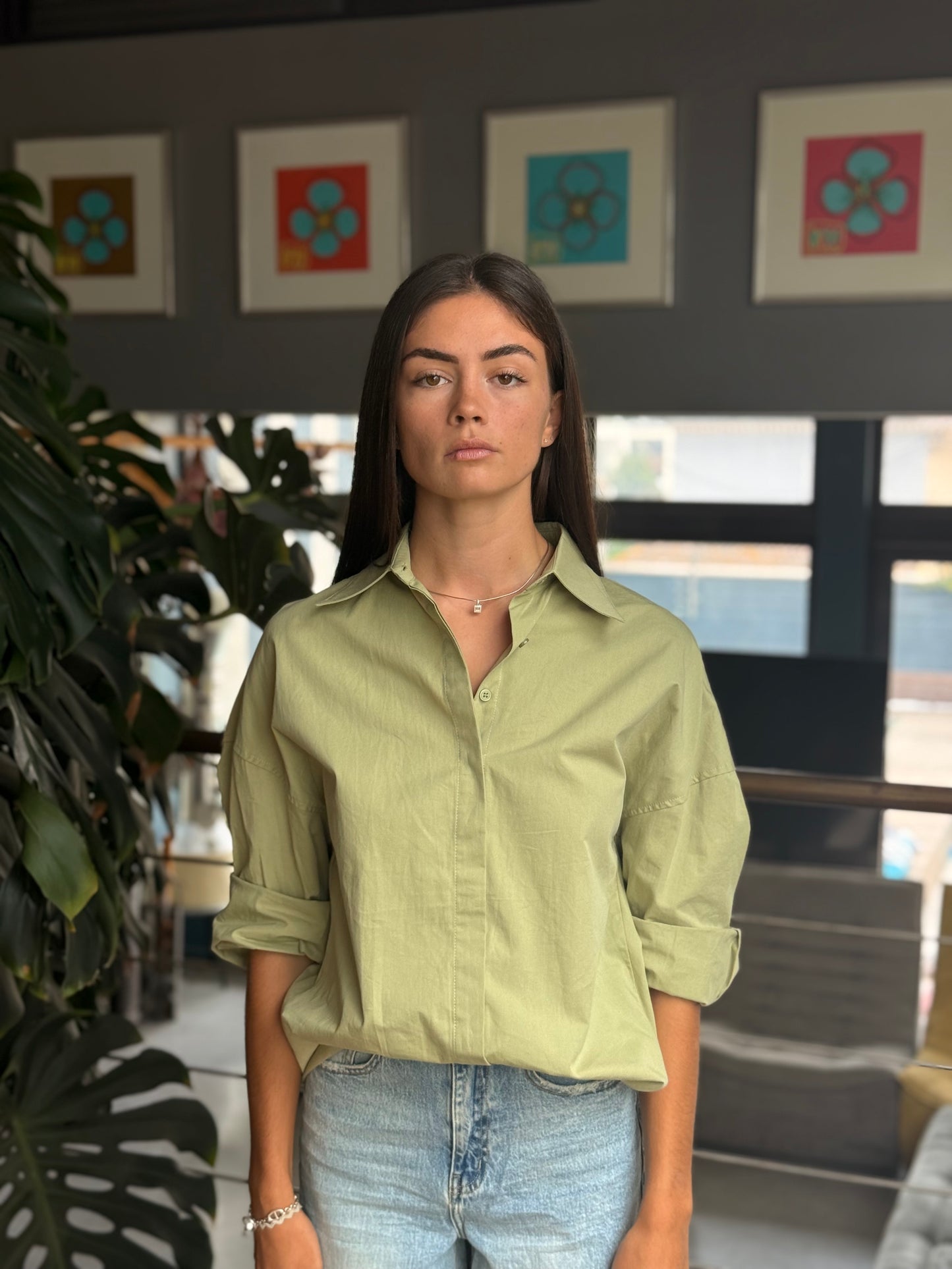 Chemise large et longue - Kaki