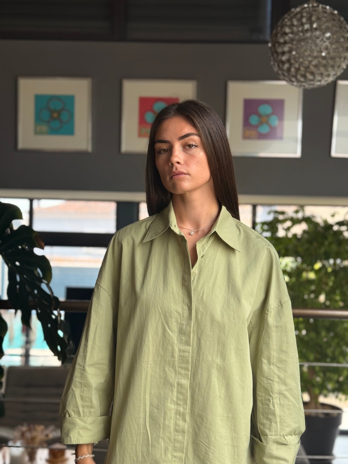 Chemise large et longue - Kaki