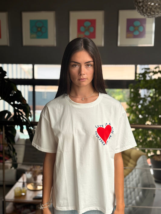 T-shirt ample imprimé cœur – 100 % coton