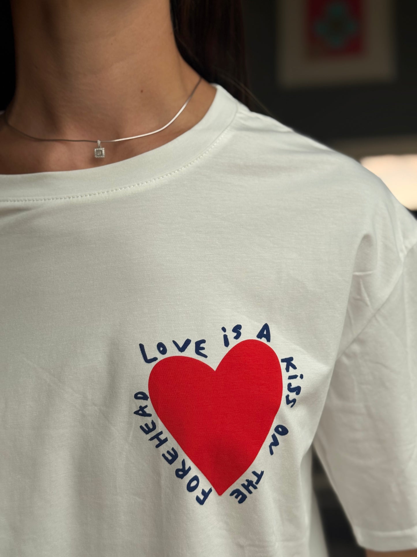 T-shirt ample imprimé cœur – 100 % coton